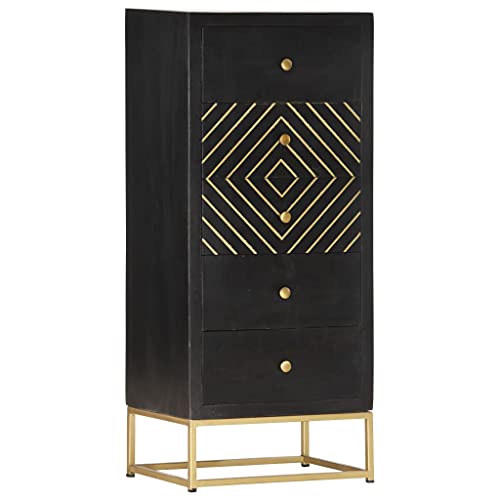 Youuihom Schubladenschrank Mangoholz Schwarz Gold Moderner Aufbewahrungsschrank mit 5 Schubladen 45x30x105cm für Wohnzimmer Youuihom Schubladenschrank Mangoholz Schwarz Gold Moderner Aufbewahrungsschrank mit 5 Schubladen 45x30x105cm für Wohnzimmer von Youuihom