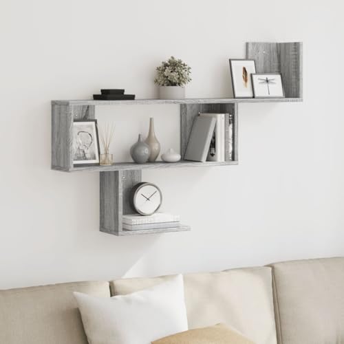 Youuihom Schwebendes Wandregal Grau Sonoma 100x15x70 cm Holzwerkstoff Stabiles Regal für Wand Montage Platzsparendes Design für Wohnzimmer Küche Badezimmer von Youuihom