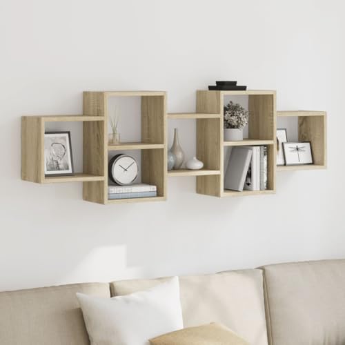 Youuihom Schwebendes Wandregal Sonoma-Eiche Holzwerkstoff 129x18x42 cm Robustes Regal für Küche Bad Wohnzimmer mit Praktischem Stauraum von Youuihom