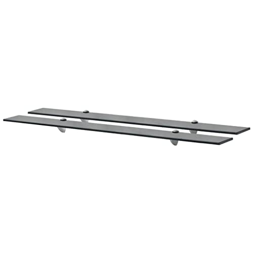 Youuihom Schweberegale 2 Stück aus gehärtetem Sicherheitsglas Schwarz 100x20 cm 8 mm Hohe Tragfähigkeit Wandregal für Badezimmer Wohnzimmer Schlafzimmer Modernes Design von Youuihom