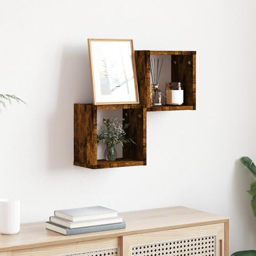 Youuihom Schweberegale Geräucherte Eiche Massivholz 30x30 cm Set of 2 Wandregale für Wohnzimmer Dekoration Rustikales Holz Wandboard Youuihom Schweberegale Geräucherte Eiche Massivholz 30x30 cm Set of 2 Wandregale für Wohnzimmer Dekoration Rustikales Holz Wandboard von Youuihom