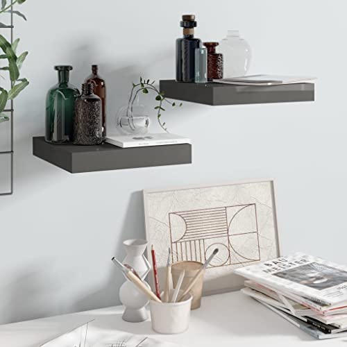 Youuihom Schweberegale Set 2 STK Hochglanz Grau 23x23,5x3,8 cm Waben MDF mit Metallrahmen für Wanddeko im Wohnzimmer Badezimmer Youuihom Schweberegale Set 2 STK Hochglanz Grau 23x23,5x3,8 cm Waben MDF mit Metallrahmen für Wanddeko im Wohnzimmer Badezimmer von Youuihom