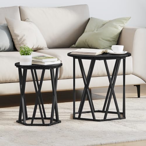 Youuihom Sechseckiger Beistelltisch Couchtisch Schwarz Eiche Holzwerkstoff 2er Set Modernes Design Leicht und Langlebig für Wohnzimmer Lounge Youuihom Sechseckiger Beistelltisch Couchtisch Schwarz Eiche Holzwerkstoff 2er Set Modernes Design Leicht und Langlebig für Wohnzimmer Lounge von Youuihom