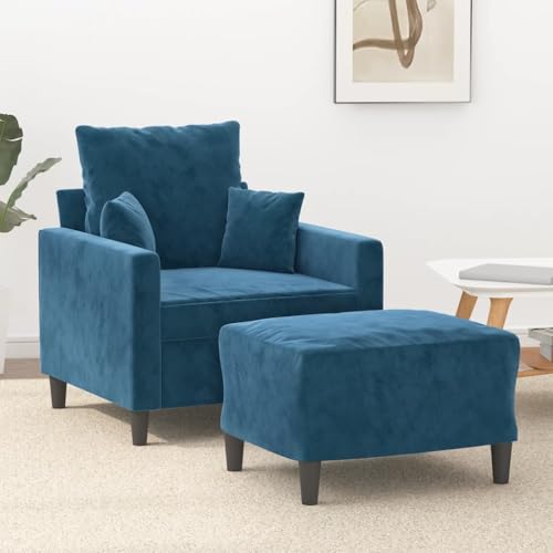 Youuihom Sessel mit Hocker Blau 60 cm Samt Wohnzimmer Couch Outdoor Sofa Schlafsofa Sessel Wohnzimmer für Wohnzimmer Esszimmer Jugendzimmer Balkon Youuihom Sessel mit Hocker Blau 60 cm Samt Wohnzimmer Couch Outdoor Sofa Schlafsofa Sessel Wohnzimmer für Wohnzimmer Esszimmer Jugendzimmer Balkon von Youuihom