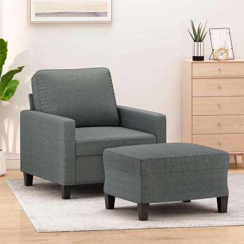 Youuihom Sessel mit Hocker Dunkelgrau 60 cm Stoff Kleine Couch Schlafcouch Schlafsofa Kleines Sofa für Esszimmer Wohnzimmer Küchen Balkon von Youuihom