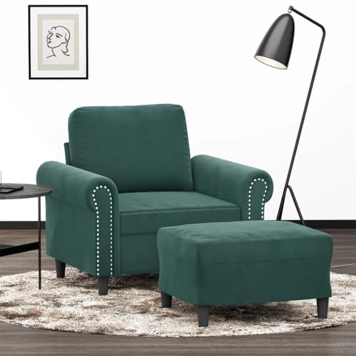 Youuihom Sessel mit Hocker Dunkelgrün 60 cm Samt Einzelsofa Schlafcouch Outdoor Couch Big Sofa für Wohnzimmer Balkon Küchen Esszimmer von Youuihom