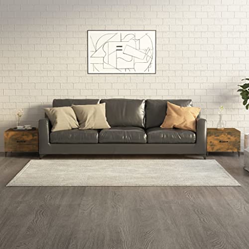 Youuihom Set von 2 Couchtischen mit Metallbeinen Räuchereiche Holzwerkstoff 50x50x40 cm Industrieller Charme mit Schublade für Wohnzimmer Beistelltische Youuihom Set von 2 Couchtischen mit Metallbeinen Räuchereiche Holzwerkstoff 50x50x40 cm Industrieller Charme mit Schublade für Wohnzimmer Beistelltische von Youuihom