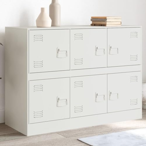 Youuihom Sideboard Weiß 99x39x73 cm Stahl Barschrank Sideboard Wohnzimmer Outdoor Schrank Küchenbuffet Buffetschrank für Kaffeebar Esszimmer Wohnzimmer Schlafzimmer von Youuihom