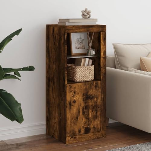 Youuihom Sideboard mit LED-Leuchten Räuchereiche 41x37x100 cm Vorratsschrank Vitrine Mehrzweckschrank Outdoor Schrank für Küche Wohnzimmer Flur Schlafzimmer von Youuihom