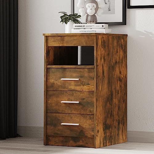 Youuihom Sideboard mit Schubladen Kompakter Aufbewahrungsschrank Räuchereiche 40x50x76 cm Holzwerkstoff für zusätzlichen Stauraum in kleinen Räumen Büro oder Garten von Youuihom