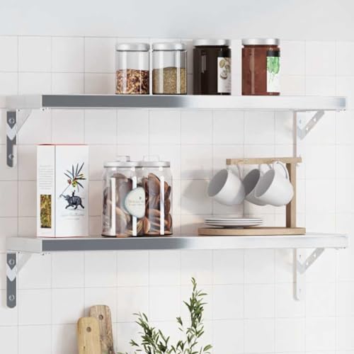 Youuihom Silberne Edelstahl Regalträger Set 4 Stück 20x2,5x14 cm für Wandmontage von Bücherregal Küchenregal Badezimmer – Robust und Platzsparend mit 50 kg Tragkraft von Youuihom