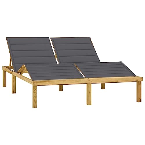 Youuihom Sonnenbank Liegestühle für draußen Layout Stuhl Doppel-Sonnenliege mit Anthrazit Auflagen Kiefer Imprägniert Geeignet für Außenbereich, Terrasse, Pool, Balkon von Youuihom