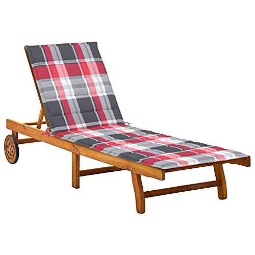 Youuihom Strand-Loungesessel Garten-Liegestühle Layout Stuhl Sonnenliege mit Auflage Akazie Massivholz Geeignet für Strand, Camping, Pool, Terrasse, Rasen von Youuihom