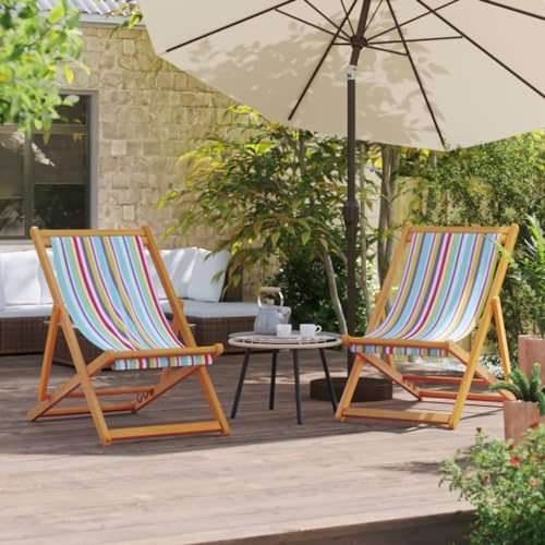 Youuihom Strandstühle 2 STK. Klappbar Mehrfarbig Stoff Balkonstühle Gartenstühle Loungesessel Outdoor Balkon Sessel für Camping Balkon Garten Strand von Youuihom