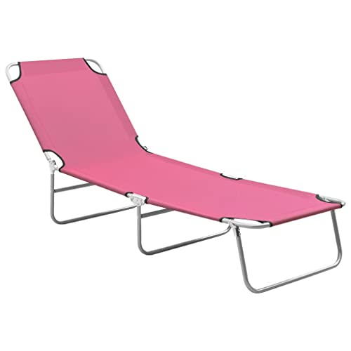Youuihom Strandstühle Stühle für die Terrasse Stühle für draußen Klappbare Sonnenliege Stahl und Stoff Rosa Geeignet für Hof, Pool, Balkon, Terrasse, Pool von Youuihom