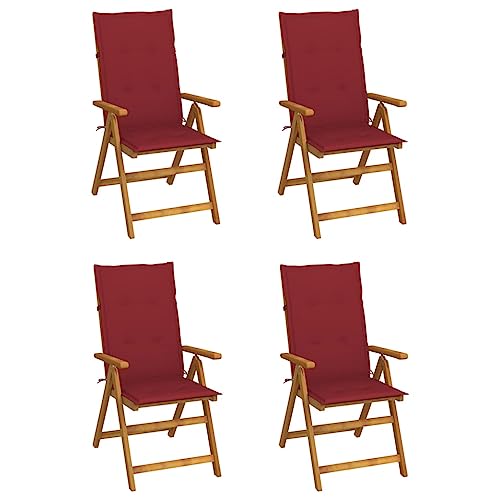 Youuihom Stühle für den Rasen Garten-Freizeitstuhl Lounge-Stuhl Garten-Liegestühle 4 STK. mit Kissen Akazie Massivholz Geeignet für Rasen, Strand, Swimmingpool, Garten, Rasenflächen von Youuihom