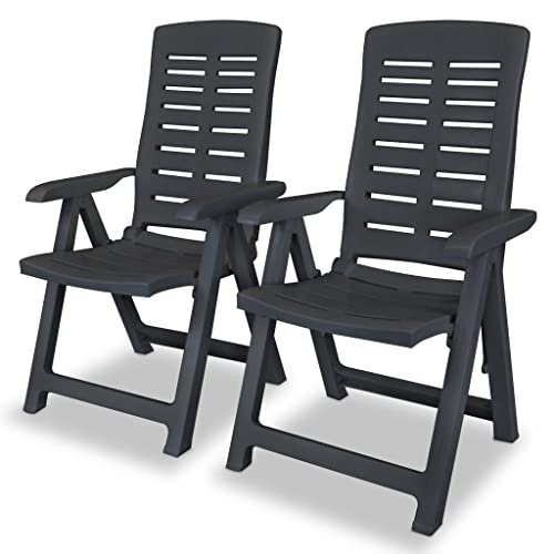 Youuihom Stühle für den Rasen Garten-Freizeitstuhl Lounge-Stuhl Verstellbare Gartenstühle 2 STK. Kunststoff Anthrazit Geeignet für Rasen, Strand, Swimmingpool, Garten, Rasenflächen von Youuihom