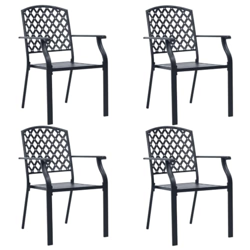 Youuihom Stühle für draußen Liegestuhl Bistro-Stuhl Stühle für den Rasen Gartenstühle 4 STK. Mesh-Design Stahl Schwarz Geeignet für Garten, Hinterhof, Patio, Terrasse, im Freien von Youuihom