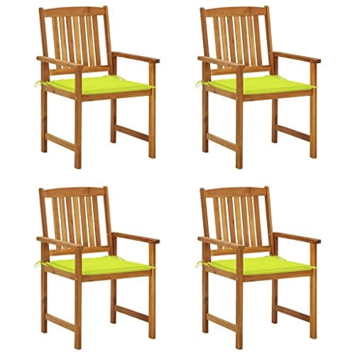 Youuihom Stühle für draußen Liegestuhl Bistro-Stuhl Stühle für den Rasen Gartenstühle mit Kissen 4 STK. Massivholz Akazie Geeignet für Restaurants, Bistros, Terrassen, Sonnenzimmer von Youuihom