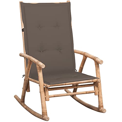 Youuihom Stühle für draußen Liegestuhl Bistro-Stuhl Stühle für den Rasen Schaukelstuhl mit Auflage Bambus Geeignet für Rasen, Strand, Swimmingpool, Garten, Rasenflächen von Youuihom