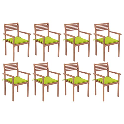 Youuihom Stühle für draußen Liegestuhl Bistro-Stuhl Stühle für den Rasen Stapelbare Gartenstühle mit Kissen 8 STK. Massivholz Teak Geeignet für Pool, Garten, Rasen, Outdoor, Bistro, Terrasse von Youuihom