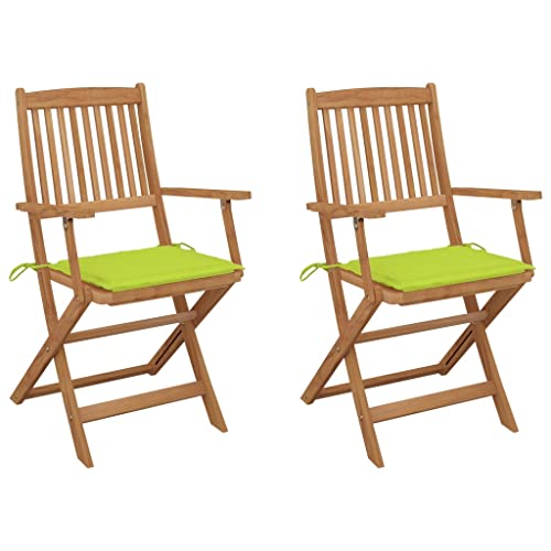 Youuihom Stühle für draußen Liegestuhl Garten-Freizeitstuhl Klappbare Gartenstühle 2 STK. mit Kissen Massivholz Akazie Geeignet für Rasen, Strand, Swimmingpool, Garten, Rasenflächen von Youuihom