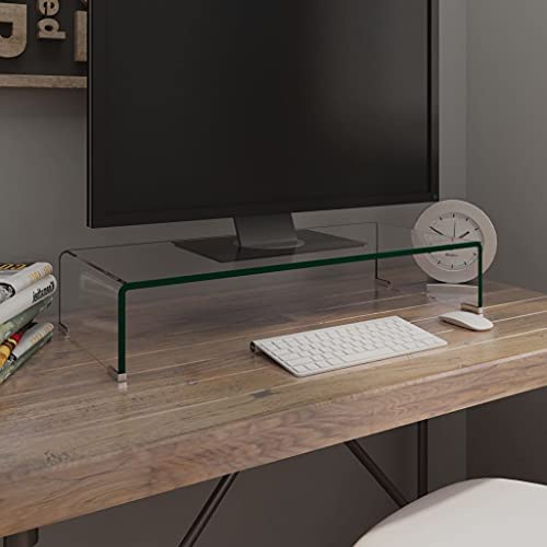 Youuihom TV Erhöhung aus gehärtetem Glas 70x30x13 cm Transparenter Fernsehtisch für Monitor Laptop Multimedia Geräte mit Platz für Receiver und Konsole Modernes Design für Wohnzimmer von Youuihom
