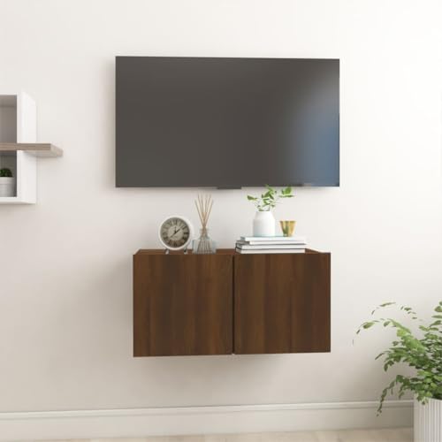 Youuihom TV Hängeschrank Braun Eiche 60x30x30 cm Holzwerkstoff Moderner Wandschrank mit Stauraum für Fernseher und Wohnzimmer von Youuihom