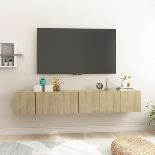 Youuihom TV Hängeschrank Set 3 Stück Sonoma Eiche Moderner Wandschrank für Wohnzimmer 60x30x30 cm Holzwerkstoff Max 60 kg von Youuihom