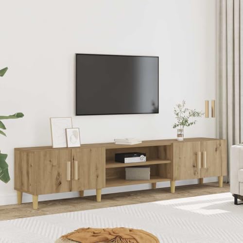 Youuihom TV Lowboard Artisan Eiche 180x31,5x40 cm aus Holzwerkstoff mit Massivholz Eukalyptus Beinen Modernes Design für viel Stauraum im Wohnzimmer Sideboard Fernsehtisch von Youuihom