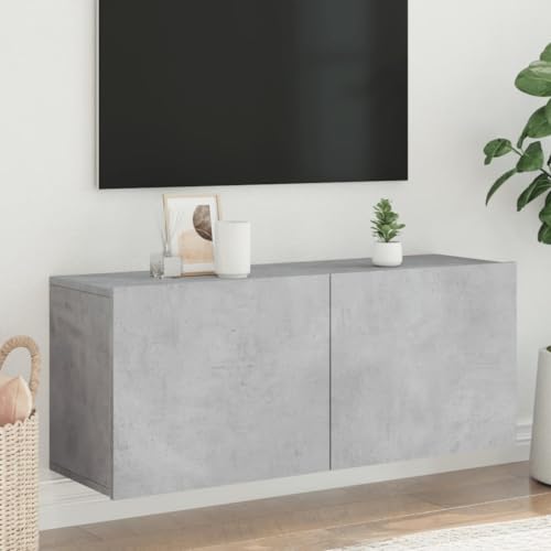 Youuihom TV Lowboard Betongrau 100x30x41 cm aus robustem Holzwerkstoff Wandmontage platzsparend Modernes Design Fernsehschrank Sideboard für Wohnzimmer Flur & Schlafzimmer von Youuihom