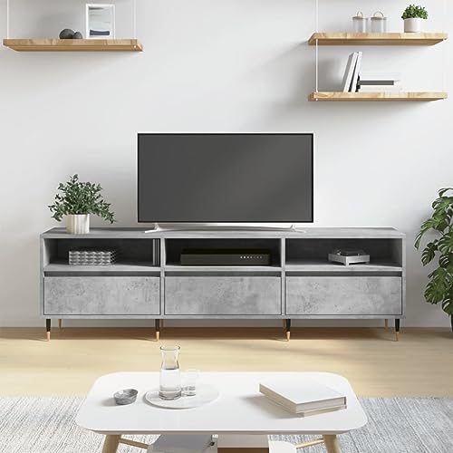 Youuihom TV Lowboard Betongrau 150 x 30 x 44,5 cm Holzwerkstoff mit robuster Eisenbein Stauraumwunder Modernes Design für Wohnzimmer Schlafzimmer Flur von Youuihom