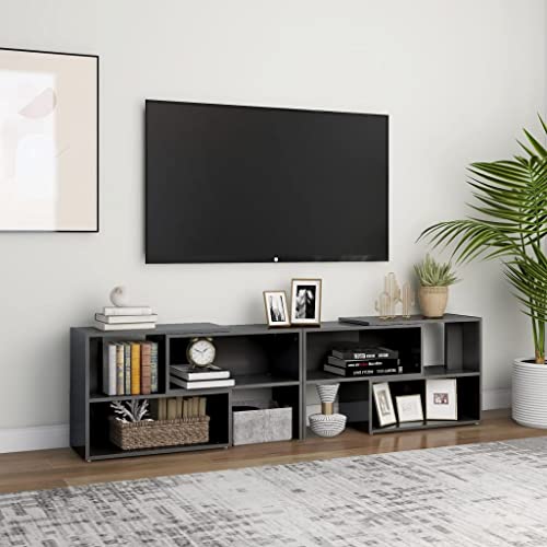 Youuihom TV Lowboard Hochglanz Grau 149x30x52 cm aus Holzwerkstoff modernes Fernsehschrank mit offenen Fächern erweiterbarer Sideboard für Wohnzimmer Flur Schlafzimmer Youuihom TV Lowboard Hochglanz Grau 149x30x52 cm aus Holzwerkstoff modernes Fernsehschrank mit offenen Fächern erweiterbarer Sideboard für Wohnzimmer Flur Schlafzimmer von Youuihom