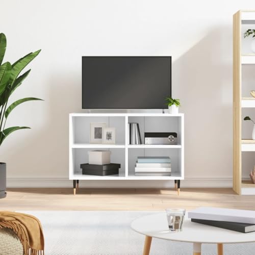 Youuihom TV Lowboard Hochglanz-Weiß 69,5 x 30 x 50 cm aus Holzwerkstoff mit Eisenbeinen, Modernes TV Sideboard mit 4 Fächern, Stabiler Fernsehtisch für Wohnzimmer Schlafzimmer Büro Youuihom TV Lowboard Hochglanz-Weiß 69,5 x 30 x 50 cm aus Holzwerkstoff mit Eisenbeinen, Modernes TV Sideboard mit 4 Fächern, Stabiler Fernsehtisch für Wohnzimmer Schlafzimmer Büro von Youuihom