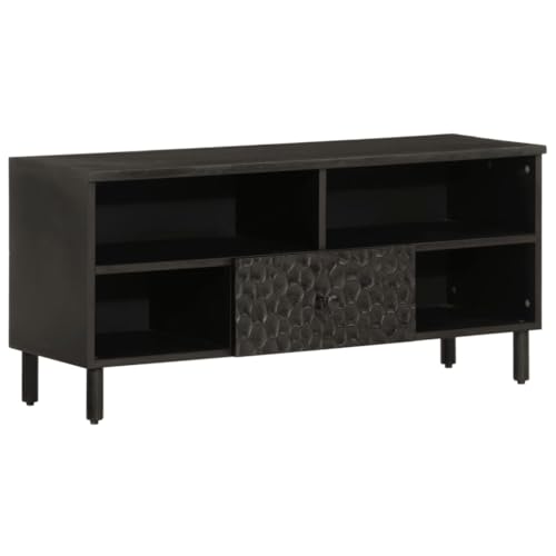 Youuihom TV Lowboard Mangoholz 100x33x46 cm Schwarz mit Eisenbeinen Modernes TV Sideboard Massivholz Fernsehtisch für Wohnzimmer Flure und Schlafzimmer Youuihom TV Lowboard Mangoholz 100x33x46 cm Schwarz mit Eisenbeinen Modernes TV Sideboard Massivholz Fernsehtisch für Wohnzimmer Flure und Schlafzimmer von Youuihom