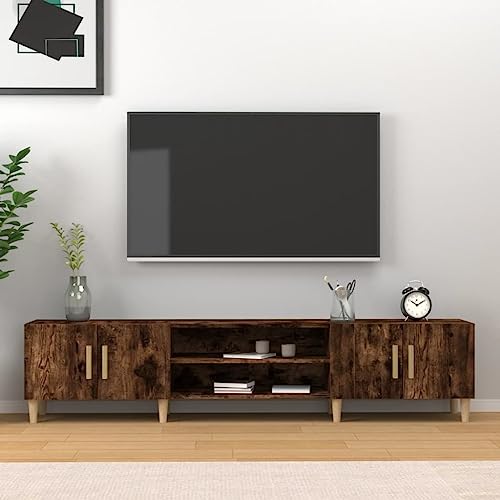 Youuihom TV Lowboard Räuchereiche 180x31,5x40 cm aus Holzwerkstoff mit Massivholz-Eukalyptusbeinen Modernes Sideboard mit 4 Fächern und 4 Türen für viel Stauraum im Wohnzimmer oder Flur Youuihom TV Lowboard Räuchereiche 180x31,5x40 cm aus Holzwerkstoff mit Massivholz-Eukalyptusbeinen Modernes Sideboard mit 4 Fächern und 4 Türen für viel Stauraum im Wohnzimmer oder Flur von Youuihom