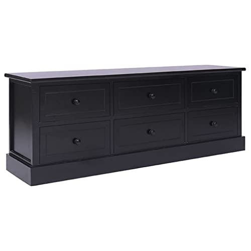 Youuihom TV Lowboard Schwarz 108x30x40 cm aus massiver Paulownia & Pappel mit 6 Schubladen Modernes Sideboard für Wohnzimmer Schlafzimmer und Flur Youuihom TV Lowboard Schwarz 108x30x40 cm aus massiver Paulownia & Pappel mit 6 Schubladen Modernes Sideboard für Wohnzimmer Schlafzimmer und Flur von Youuihom