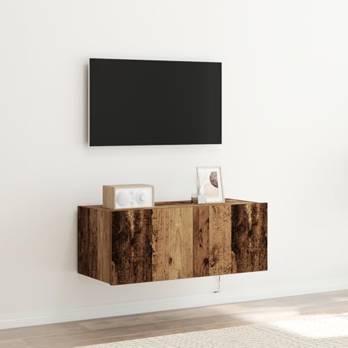 Youuihom TV Lowboard mit LED Beleuchtung 80x35x31 cm aus Altholz Massivholz Vintage Fernsehtisch Sideboard Wohnzimmer mit 2 Schiebetüren Platzsparend für kleine Räume Youuihom TV Lowboard mit LED Beleuchtung 80x35x31 cm aus Altholz Massivholz Vintage Fernsehtisch Sideboard Wohnzimmer mit 2 Schiebetüren Platzsparend für kleine Räume von Youuihom