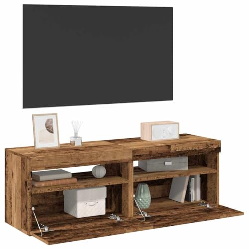 Youuihom TV-Schränke mit LED-Leuchten 2 STK. Altholz-Optik Holzwerkstoff Tv Stand Cabinet Tv Schrank Sideboard Tv Lowboard Tv Bank für Wohnstube Schlafzimmer Flur Inneres von Youuihom