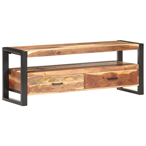 Youuihom TV Schrank 120 cm Massivholz Akazien und Kautschukholz mit Honigfarbener Lasur Stahlrahmen und 2 Schubladen für Wohnzimmer Schlafzimmer und Flur Youuihom TV Schrank 120 cm Massivholz Akazien und Kautschukholz mit Honigfarbener Lasur Stahlrahmen und 2 Schubladen für Wohnzimmer Schlafzimmer und Flur von Youuihom
