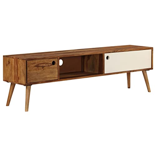 Youuihom TV-Schrank 140 cm Akazie Massivholz Lowboard mit 3 Fächern Modernes Design für Wohnzimmer Esszimmer und Schlafzimmer von Youuihom