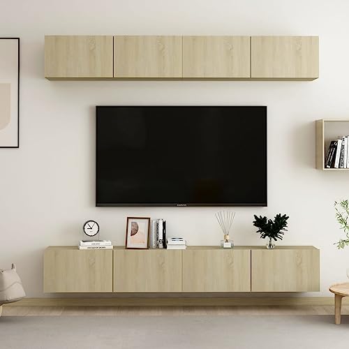 Youuihom TV Schrank 4 Stück Set Sonoma Eiche 100x30x30 cm Holzwerkstoff Modernes Design mit Stauraum für Wohnzimmer Schlafzimmer und Flur Youuihom TV Schrank 4 Stück Set Sonoma Eiche 100x30x30 cm Holzwerkstoff Modernes Design mit Stauraum für Wohnzimmer Schlafzimmer und Flur von Youuihom