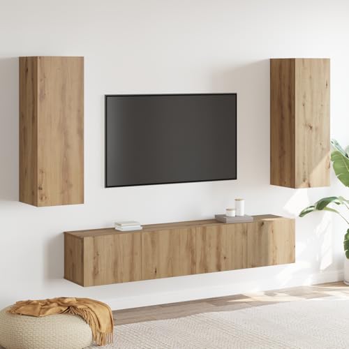 Youuihom TV Schrank 4 teilig Wandmontiert Artisan Oak MDF Modernes Design mit viel Stauraum für Wohnzimmer Youuihom TV Schrank 4 teilig Wandmontiert Artisan Oak MDF Modernes Design mit viel Stauraum für Wohnzimmer von Youuihom