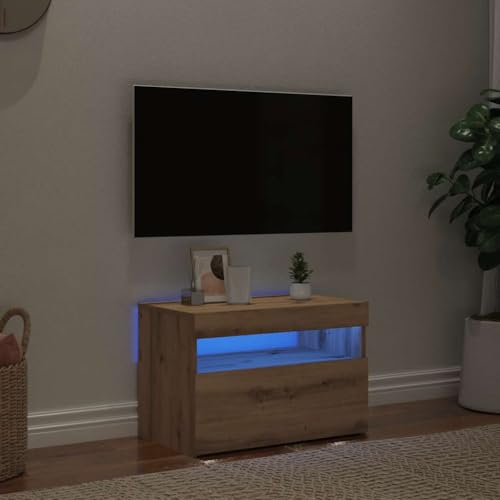 Youuihom TV Schrank Artisan Eiche 60x35x40 cm mit RGB LED Beleuchtung Modernes Design Robuster Holzwerkstoff Stauraum für Wohnzimmer von Youuihom