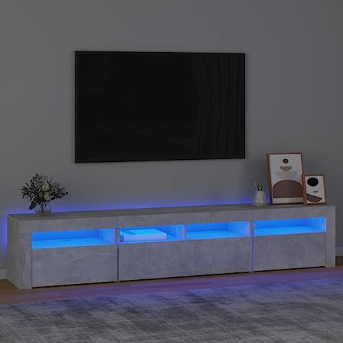Youuihom TV Schrank Betongrau 210x35x40 cm mit RGB LED Beleuchtung Moderner Holzwerkstoff TV Sideboard Stauraum für Wohnzimmer von Youuihom