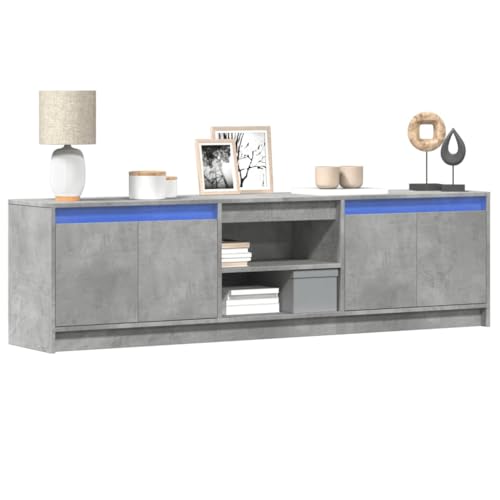 Youuihom TV Schrank Betongrau mit RGB LED Beleuchtung Holzwerkstoff 180 x 34 x 50 cm Starker Stauraum Modernes Design für Wohnzimmer von Youuihom