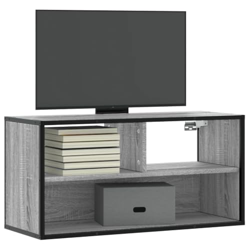Youuihom TV-Schrank Grau Sonoma 80x31x39,5 cm Lowboard aus Holzwerkstoff und Metall mit wandmontierbarem Design Robuste Fernsehkommode Modern & Langlebig für Wohnzimmer Flur und Schlafzimmer von Youuihom