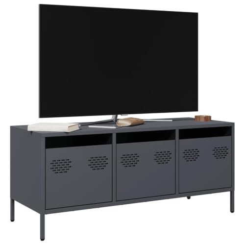 Youuihom TV-Schrank Lowboard 101,5x39x43,5 cm aus kaltgewalztem Stahl Anthrazit Modernes Fernsehständer Sideboard mit 3 Schubladen Robuster Fernsehtisch für Wohnzimmer Schlafzimmer von Youuihom