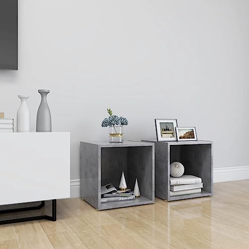 Youuihom TV-Schrank Lowboard 2er Set Betongrau 37x35x37 cm Holzwerkstoff Modernes Design Robust und Langlebig als Fernsehtisch Sideboard für Wohnzimmer Flur Schlafzimmer von Youuihom