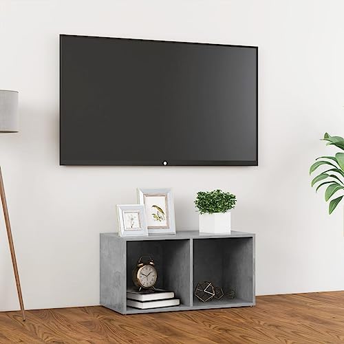 Youuihom TV-Schrank Lowboard Betongrau 72x35x36,5 cm aus Holzwerkstoff mit 2 Fächern platzsparend wendbar horizontal oder vertikal modernes Design für Wohnzimmer Schlafzimmer Flur von Youuihom